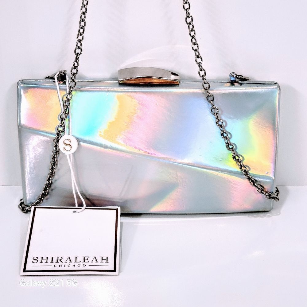 NWT SHIRALEAH Holly Minaudiere Chain Link Strap Clutch/Crossbody/Shoulder Bag